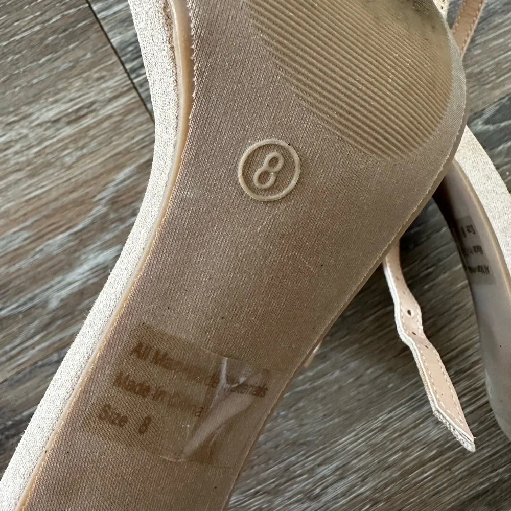 Fashion Nova round toe Tan Block Heel Sandals size 8